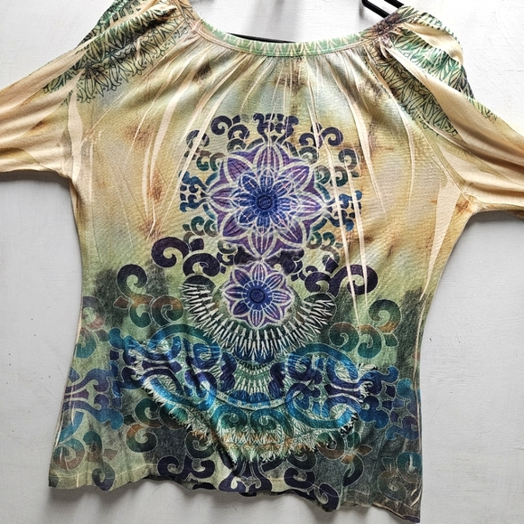 Blue Canyon Clothing embellished boho hippy style top blouse ~ womens large - Picture 8 of 8